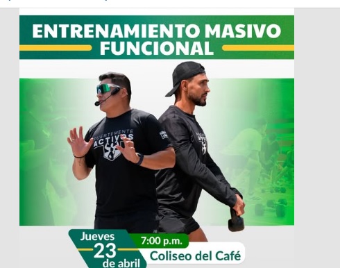 Imdera tendrá entrenamiento nocturno abierto al público este 23 de abril en el Coliseo del Café